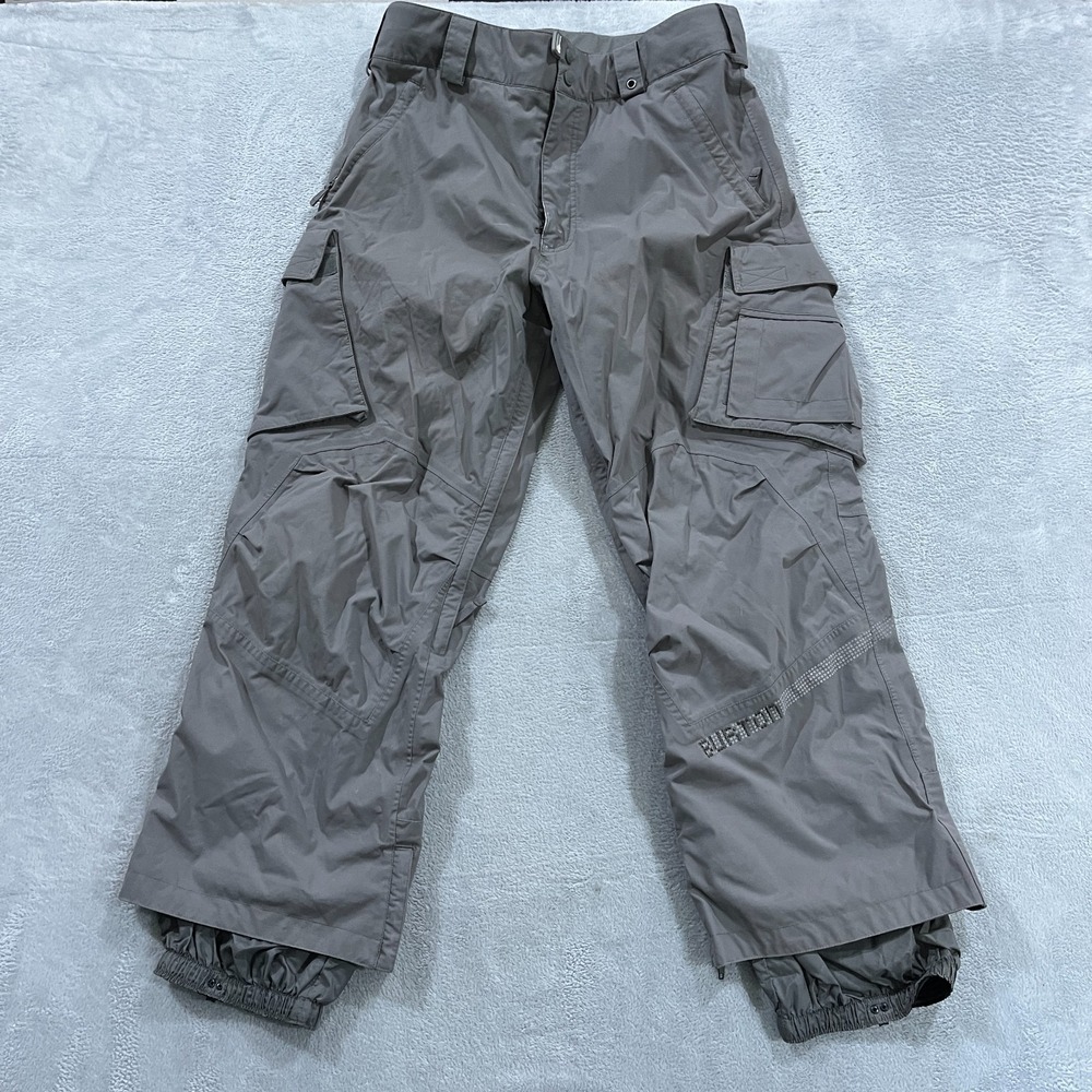 Burton Snow Pants Mens Medium Gray Ski Snowboard Cargo Pockets Winter HyVent‎